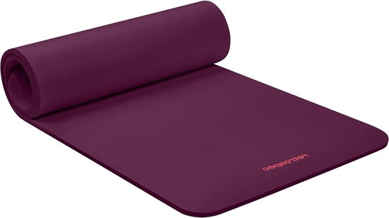 Solana Yogamat 1/2 inch dik met nylon band - mannen en vrouwen - antislip oefenmat voor yoga pilates stretching - boysenberry van Merkloos