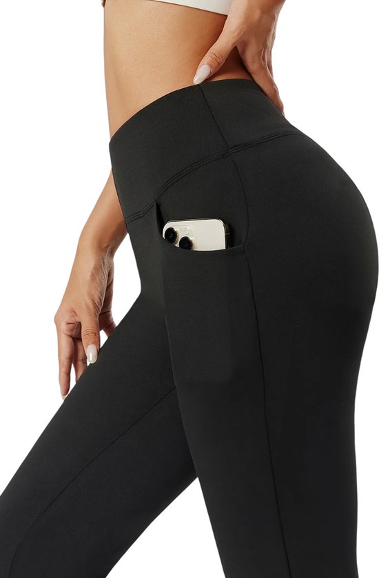 SOLARA Flare Broek met Hoge Taille en Voorzakken - Flared Pants - Uitlopend Model - Rekbare & Ademende Stof - Wijde Pijpen - Comfortabel voor Yoga & Casual - Zwart - Maat M van SOLARA