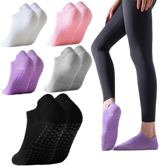 Solidchoice - 5 Paar Pilates Yoga Grip Sokken voor Dames met Antislip