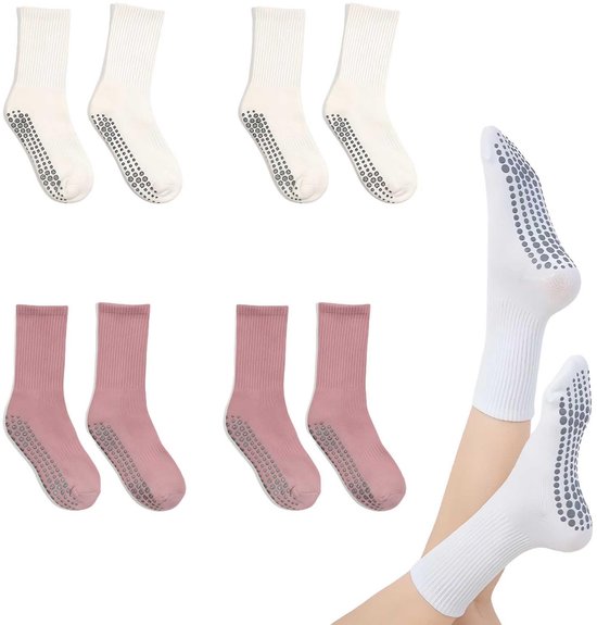Solidchoice - Antislip Yoga Sokken voor Vrouwen - 3 Paar in Zwart, Grijs en Roze van Solidchoice