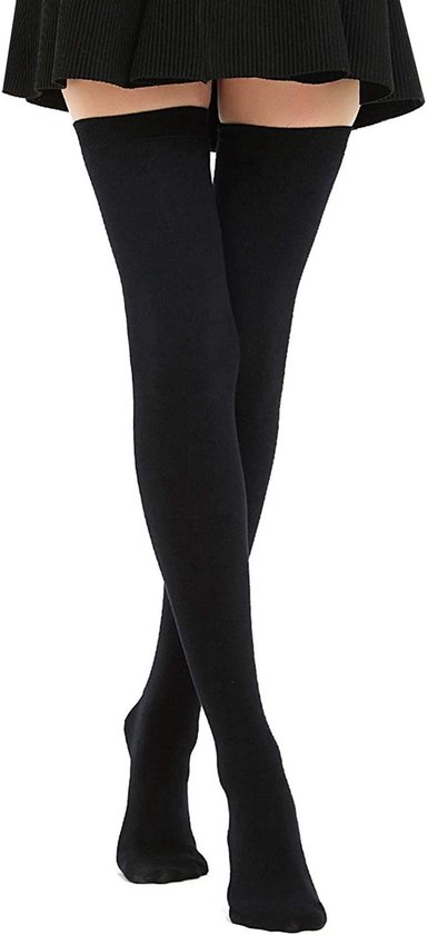 Solidchoice - Dames Extra Lange Knie Hoge Sokken in Zwart