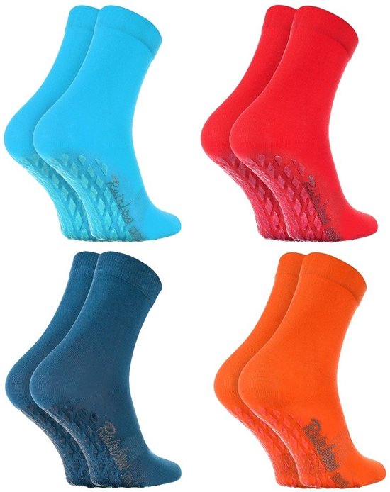 Solidchoice - Kleurvolle Antislip Sokken met ABS, 4 Paar