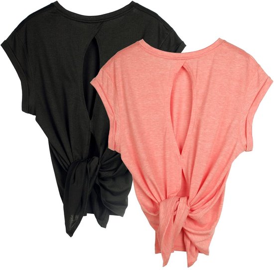 Solidchoice - Set van 2 Yoga T-shirts voor Vrouwen met Open Rug van Solidchoice