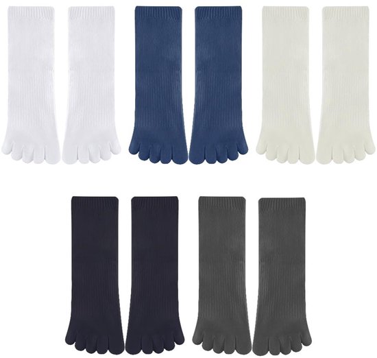Solidchoice- Vingersokken - 5 Paar - Korte Sok met Tenen - Voor Yoga/Sport - Vuilafstotend - Klassieke Kleuren - Sport Sokken
