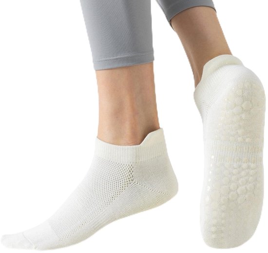SolidKeus - 4 Paar Pilates Sokken met Grip voor Dames in Diverse Kleuren