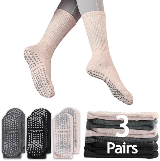 SolidKeus - Antislip Yoga Sokken voor Dames in 3 Kleuren
