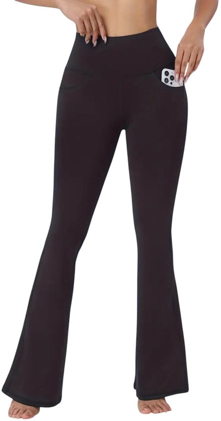 SOLOFIT Flare Broek met 4 Zakken - Voor- & Achterzakken - Comfortabel & Stijlvol - Praktische Sportbroek - Legging - Zwart - Maat M van SOLOFIT