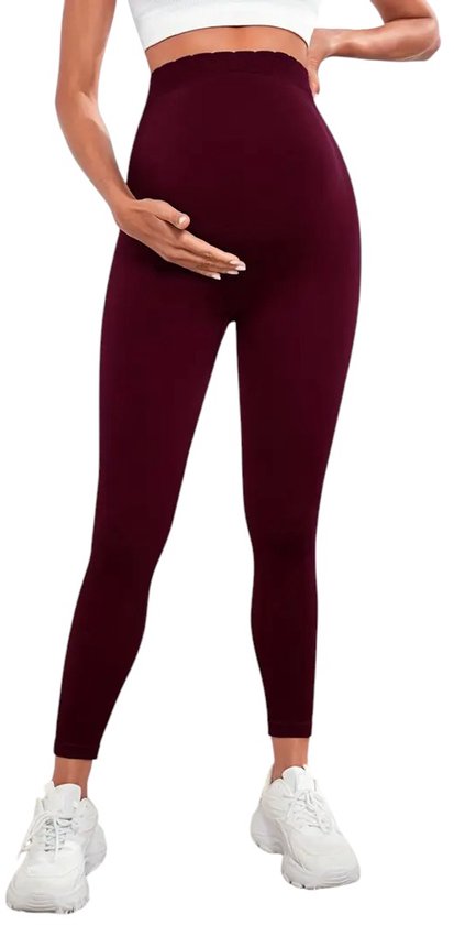 SparkNine Bellyflex zwangerschap legging - XL - rood - hoge taille - rekbaar - maternity - geribbelde tailleband - stijlvol & ademend