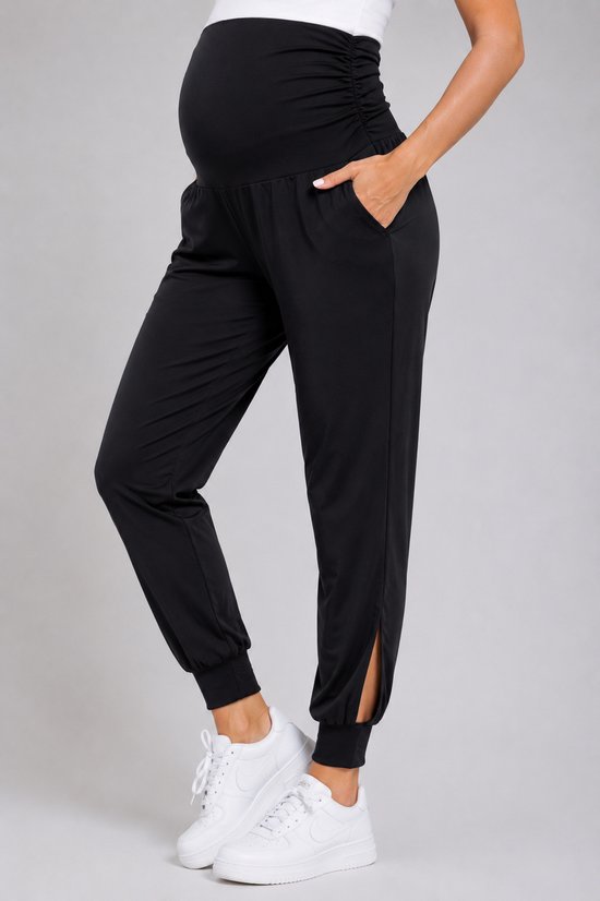 SparkNine Comfortfit zwangerschapslegging - met zijzakken - M - zwart - hoog getailleerd - zacht & ademend met buiksteun - rekbaar - maternity