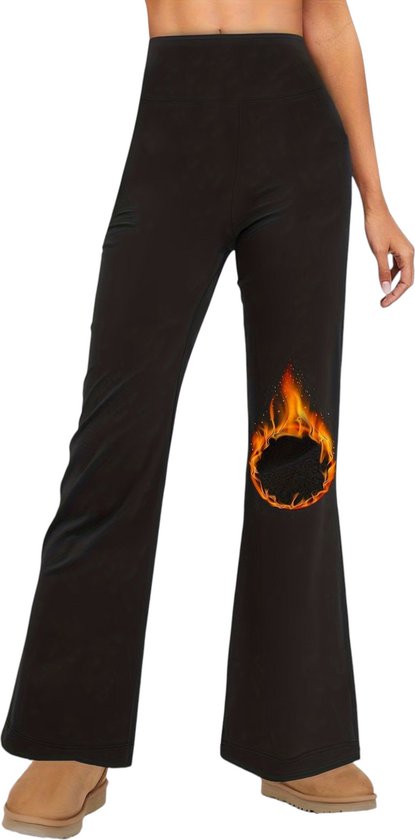 SparkNine Cozyflow legging - fleece voering - S - zwart - hoge taille - flared fit - warm & zacht