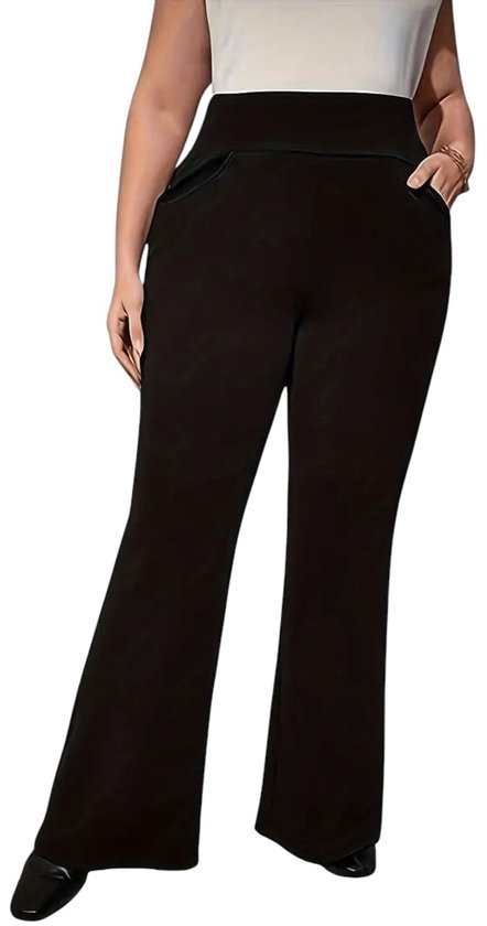 SparkNine Curveease flare broek - dames - plus size - 5XL - zwart - hoge taille - uitlopend - met handige zakken - rekbaar - grote maten van Merkloos