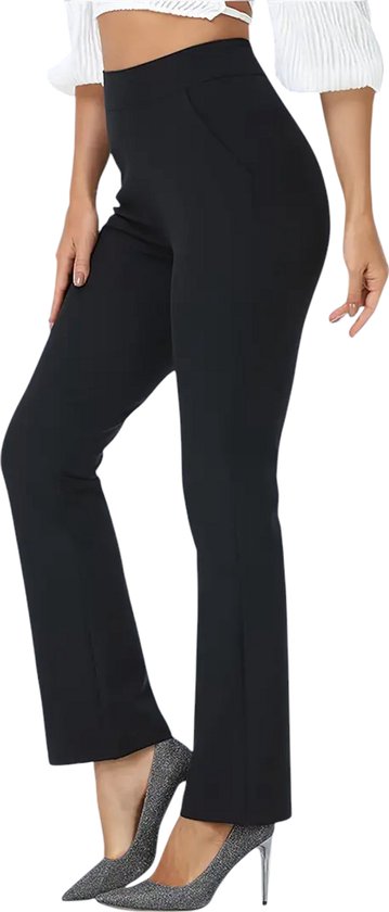 SparkNine Everyday flare broek - met uitlopende pijpen - PETITE - XL - zwart - met handige zakken - rekbaar & ademend van Merkloos