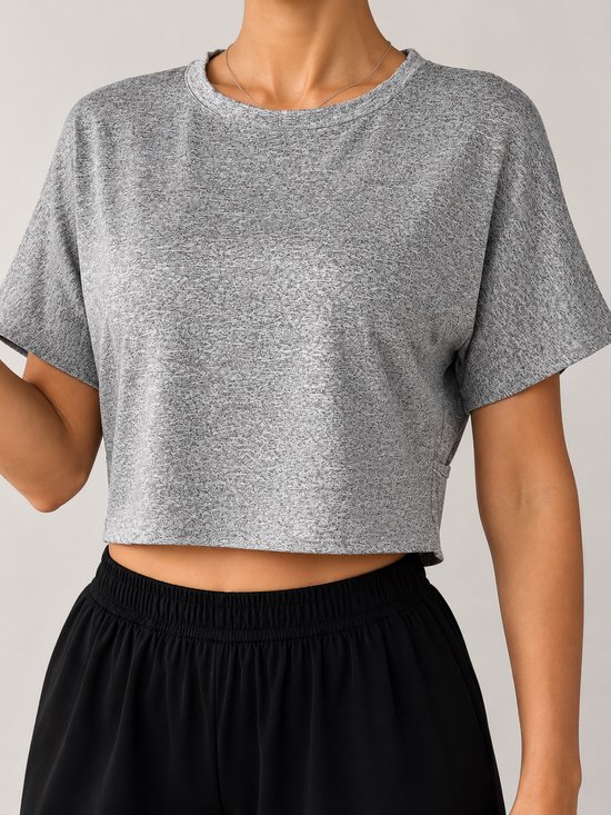 SparkNine Flow sporttop - sport t-shirt - L - grijs - open rug - stijlvol & ademend - losse pasvorm - fitness top