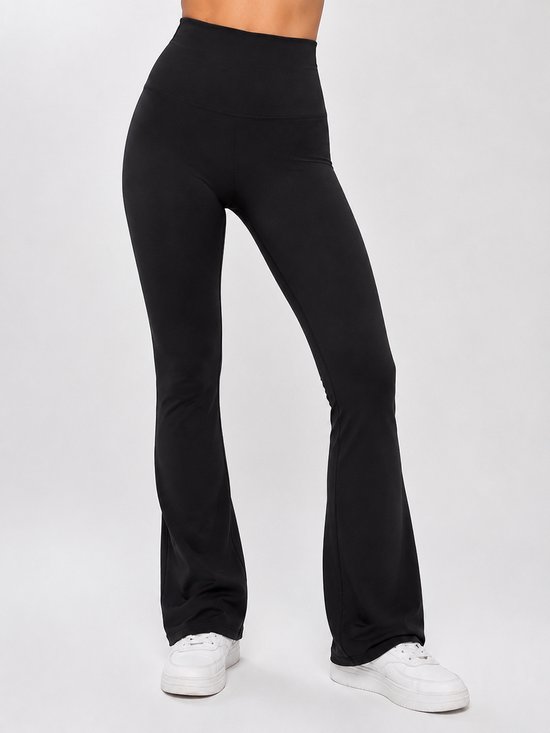 SparkNine Flowflare legging dames - petit pijplengte - superzacht - M - zwart - hoge taille - flared broek - elastisch
