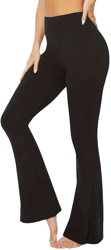 SparkNine Flowflare legging dames - petit pijplengte - superzacht - S - zwart - hoge taille - flared broek - elastisch van Merkloos