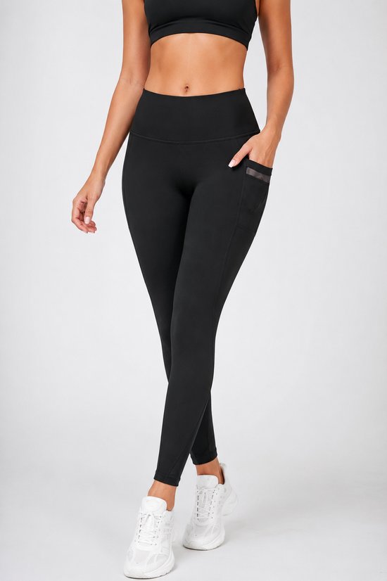 SparkNine Meshtone Sportlegging - XL - zwart - mesh details & handige zakken - sportbroek - ademend & stijlvol - elastisch - squatproof