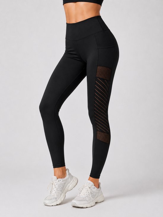 SparkNine Novabreeze sportlegging - dames - ademend - met zakken - stijlvol design - M - zwart - mesh panelen - met zakken - elastisch - squatproof