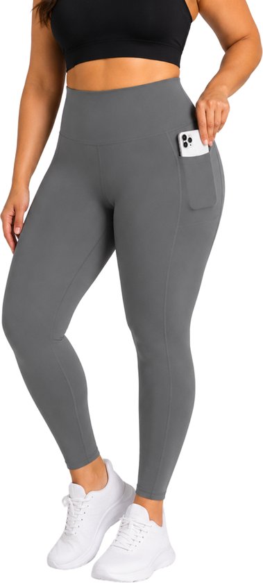 SparkNine Softcurve plus size legging - met zijzakken - XXL - grijs - zachte stof - ademend - niet doorschijnend