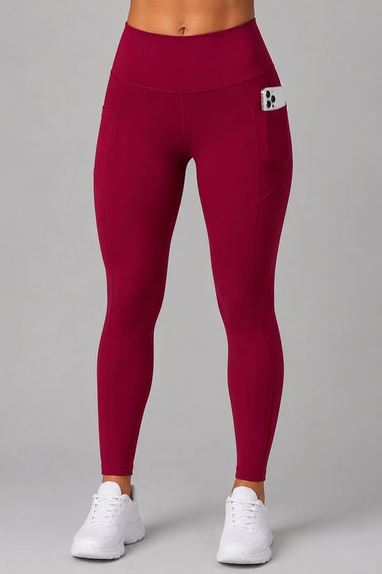 SparkNine Softflex zachte legging met zakken - dames sportlegging - comfy legging - S - rood - hoge taille - elastisch - zacht materiaal - comfortabel