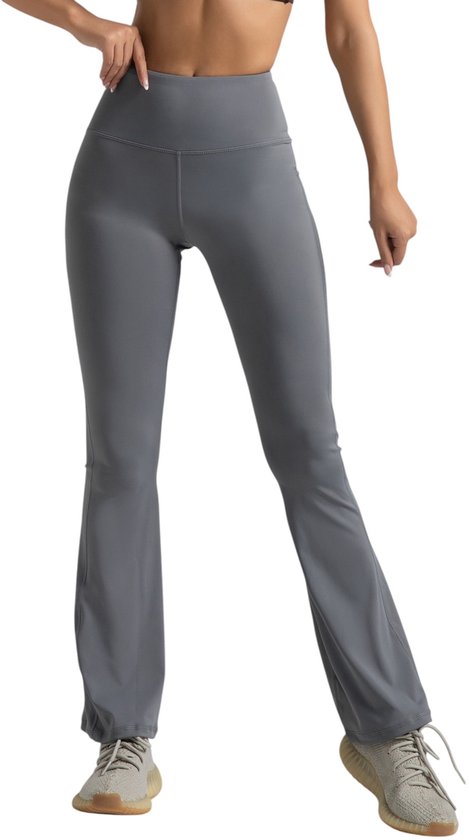 SparkNine Sunflare Sportbroek - Flare - PETITE - M - grijs - hoge taille - uitlopende pijpen - stretchy