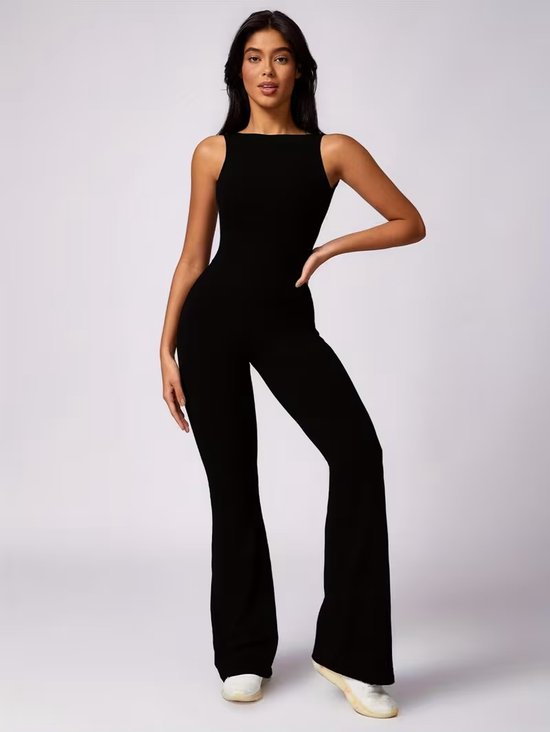 SparkNine Urbangoddes dames bodysuit - slim fit sport jumpsuit - M - zwart - mouwloos & sneldrogend - hoge elasticiteit - comfortabele fitness & casual outfit