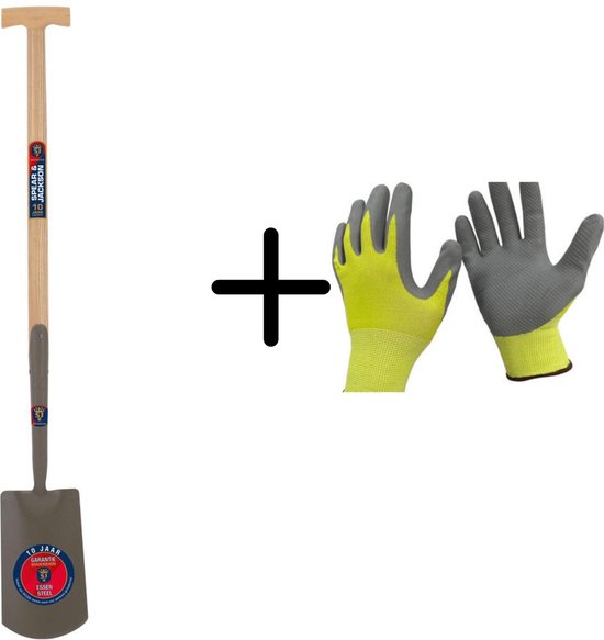 Spear & Jackson Spade Gesmeed 120 cm steel & Spear & Jackson Gerecycled tuinhandschoenen maat M van Spear & Jackson
