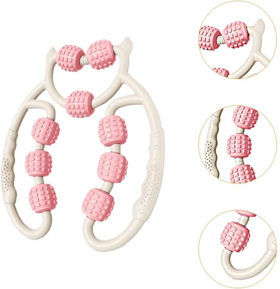 Spiermassageroller - Spiermassageroller - Handmatige massageroller - 360° handmatige massagetool - Voor benen - Dijen - Kuiten - Nek en armen - Cellulitismassager - Massageroller - Cellulitisroller - Massageroller met handvat - Verlicht spierpijn - S van Merkloos