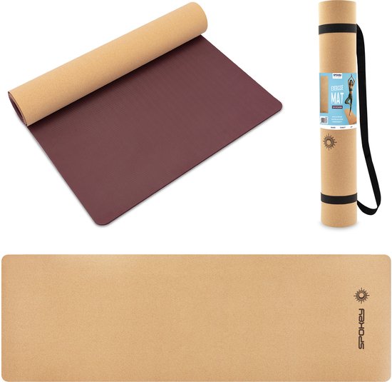 Spokey SAVASANA Yogamat - Kurk - 183 x 61 cm - Antislip - 0 4 cm van Merkloos