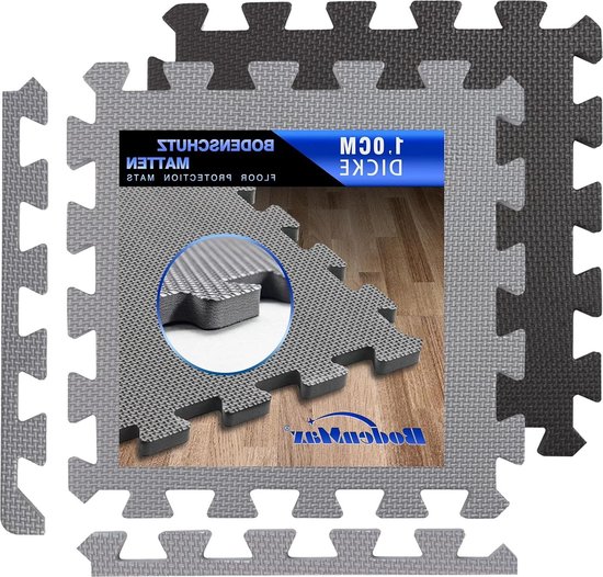 Sport Mat Trainings Mat - Beschermende Mat Puzzel Mat - Zwembad Mat Vloer Bescherming Onderlaag - Fitness Ruimte Grijs 30x30x1cm 18 stuks van Monzana