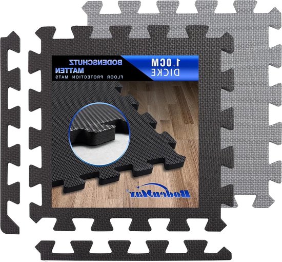 Sport Mat Trainings Mat Beschermende Mat Puzzel Mat Zwembad Mat Vloer Bescherming Onderlaag voor Fitness Ruimte Zwart 30x30x1cm - Set van 18 stuks van Fayne.