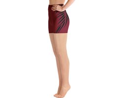 Sport Short - design Power Up - High Waist - Dry Fit - High Performance - 4way stretch - UPF 50+ - Hardloop - Yoga - Fitness - Dans - Pilates - Training - Korte Broek - dames- warmrood zwart - maat L