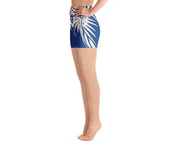 Sport Short - design Tiger Power Up - High Waist - Dry Fit - High Performance - 4way stretch - UPF 50+ - Hardloop - Yoga - Fitness - Dans - Pilates - Training - Korte Broek - dames- klassiekblauw wit - maat XL