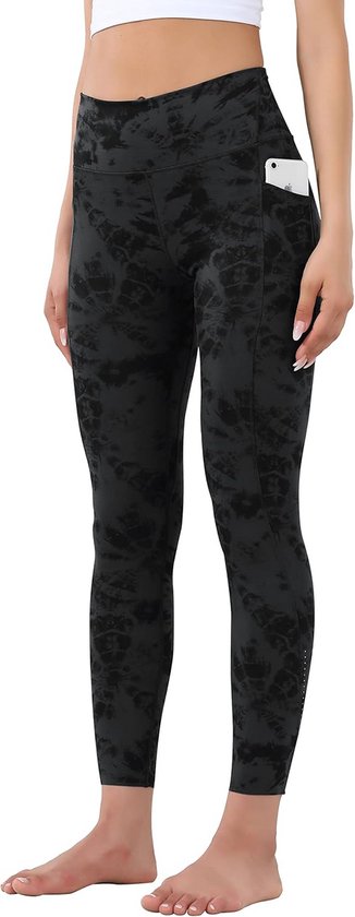 Sportbroek voor dames met zakken, ondoorzichtig, hoge taille en lange pasvorm