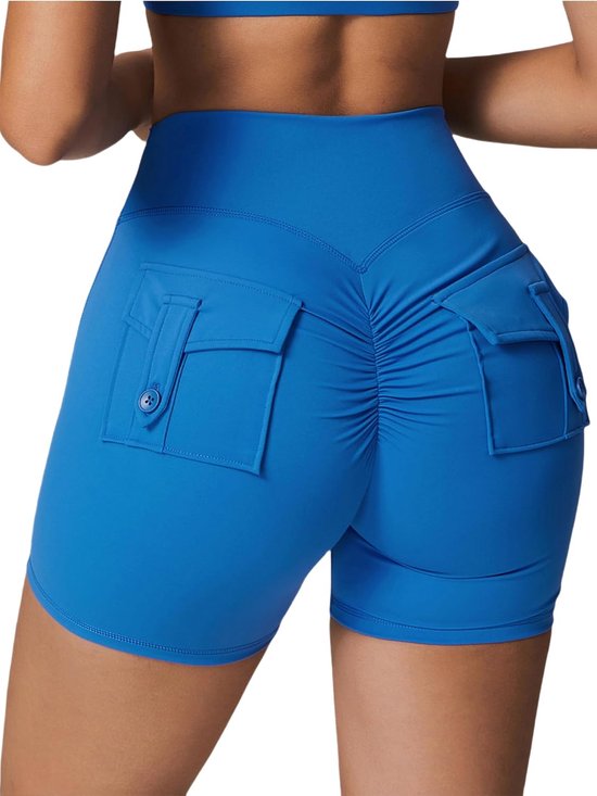 Sportbroek Vrouwen - Fitness Shorts - Workout Gym - Met Handige Zakken - Hoge Taille