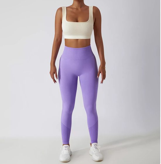 Sportchic - Sportlegging dames - High waist - Elastische band – Yoga legging - Squatproof - Anti-zweet - Sportbroek - Sportlegging dames High waist - Hardloopbroek - Shape legging - Sportlegging - Push up - Tiktok legging – Booty Scrunch – Paars - M van Sportchic