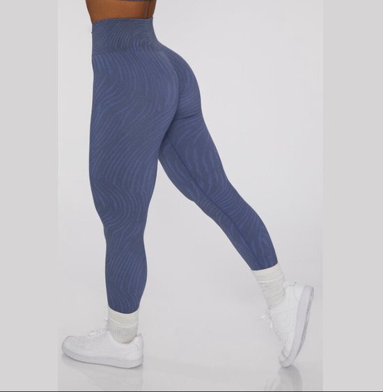Sportchic - Sportlegging dames – Yoga legging - Squatproof - Sportbroek - Sportlegging dames - High waist - Hardloopbroek - Sportlegging - Tiktok legging - Booty Scrunch - Dierenprint - Blauw - S van Sportchic