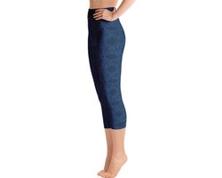 Sportlegging - Capri 3/4 - design Grace in Lace - High Waist - Dry Fit - High Performance - 4way stretch- unieke print - UPF 50+ - Hardloop - Yoga - Fitness - Dans - Pilates - Training - sportbroek - donkerblauw klassiekblauw - maat M van Merkloos