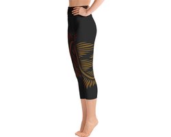Sportlegging - Capri 3/4 - design - Lines 4 Peace - High Waist - Dry Fit - High Performance - 4way stretch - unieke print - UPF 50+ - Hardloop - Yoga - Fitness - Dans  - Pilates - Training - sportbroek - zwart hazelnoot bruin - dames - maat L van Lines 4 Peace