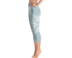 Sportlegging - Capri 3/4 - design Proud Pattern - High Waist - Dry Fit - High Performance - 4way stretch- unieke print - UPF 50+ - Hardloop - Yoga - Fitness - Dans  - Pilates - Training - sportbroek – mintgroen wit - maat XS