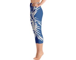 Sportlegging - Capri 3/4 - design Tiger Power Up - High Waist - Dry Fit - High Performance - 4way stretch- unieke print - UPF 50+ - Hardloop - Yoga - Fitness - Dans - Pilates - Training - sportbroek - klassiekblauw wit - maat L