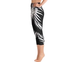 Sportlegging - Capri 3/4 - design Tiger Power Up - High Waist - Dry Fit - High Performance - 4way stretch - unieke print - UPF 50+ - Hardloop - Yoga - Fitness - Dans - Pilates - Training - sportbroek - zwart wit - maat L