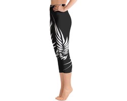 Sportlegging - Capri 3/4 - design Yin Yang Power Up - High Waist - Dry Fit - High Performance - 4way stretch - unieke print - UPF 50+ - Hardloop - Yoga - Fitness - Dans - Pilates - Training - sportbroek - zwart wit - maat XL