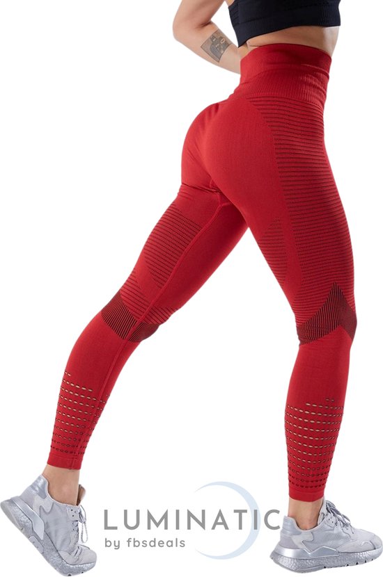 Sportlegging Dames - Fitness Legging - Yoga Legging - High Waist Sport Legging - Anti Cellulite - Shapewear Dames - Push Up - Butt Lifter - Sportkleding Dames - Booty | Luminatic® | Rood | XS van Luminatic®