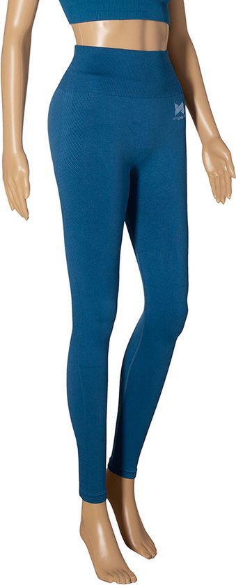 Sportlegging Dames High Waist - Blauw - Maat M - Legging Dames - Sportkleding Dames Legging van Merkloos