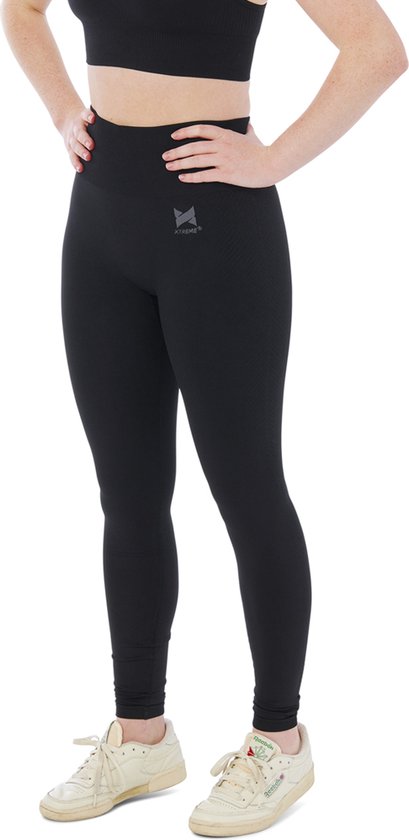Sportlegging Dames High Waist - Zwart - Maat XL - Legging Dames - Sportkleding Dames Legging van Merkloos