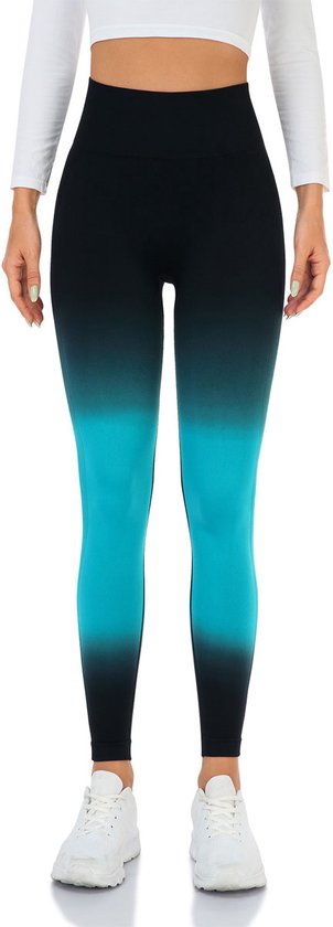 Sportlegging Dames - Hoge Taille Yogabroek - Tie-Dye & Stretch - Voor Fitness & Outdoor - Yoga Pants - Vrouwen - Pauwblauw - L - 1 stuk van Merkloos