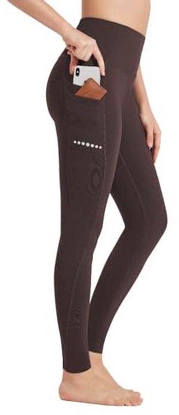 Sportlegging Dames Hoog Taille Fleece Gevoerd Waterdicht Ondoorzichtig Buikcontrole Slimfit Fitnessbroek