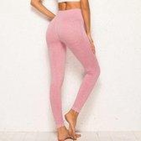 Sportlegging Dames - Roze - High Waist Legging - Yoga Pants - Fitness Legging - Maat L van HetisCool.