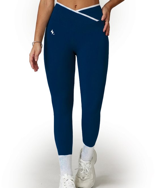 Sportlegging dames – Sportbroek dames – Sportkleding dames – High waist shaping fit – Squat-proof & seamless – Fitness & yoga legging – Impulse Fitwear Contour – Blauw – Maat S van Impulse Fitwear