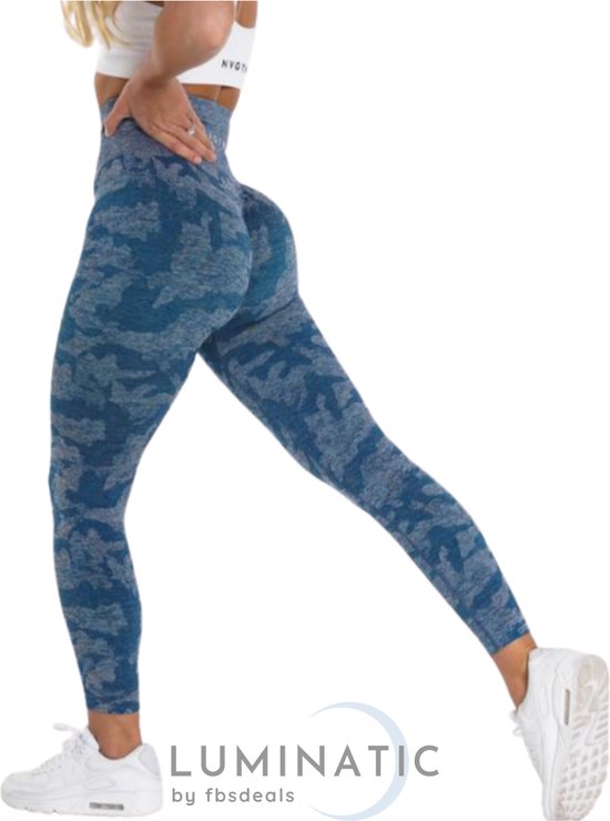 Sportlegging Dames - Yoga Legging - Fitness Legging - Legging Dames - Sport Legging - Shapewear Dames - Camouflage Broek - Camo | Luminatic® | Blauw | Maat S van Luminatic®
